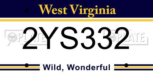 2YS332 West Virginia License Plate
