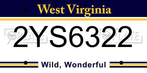 2YS6322 West Virginia License Plate