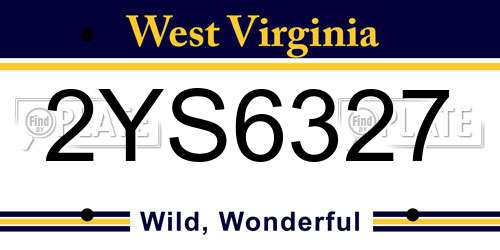 2YS6327 West Virginia License Plate