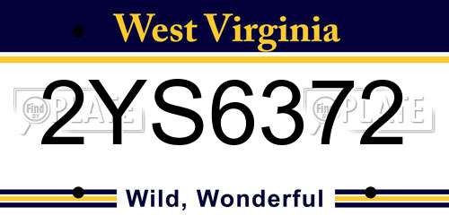 2YS6372 West Virginia License Plate