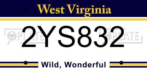 2YS832 West Virginia License Plate
