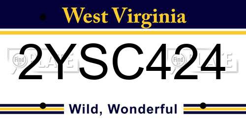 2YSC424 West Virginia License Plate