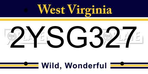 2YSG327 West Virginia License Plate