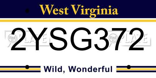 2YSG372 West Virginia License Plate