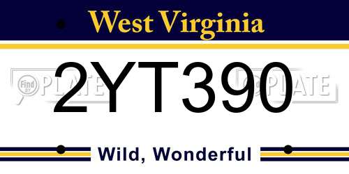 2YT390 West Virginia License Plate