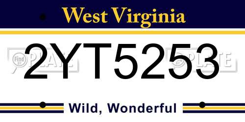 2YT5253 West Virginia License Plate
