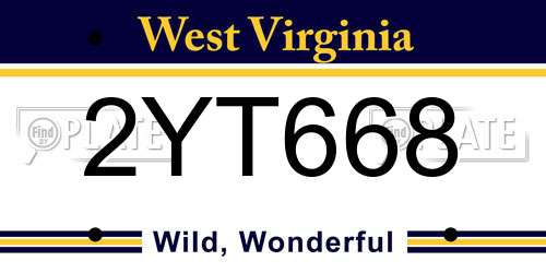 2YT668 West Virginia License Plate