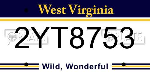 2YT8753 West Virginia License Plate