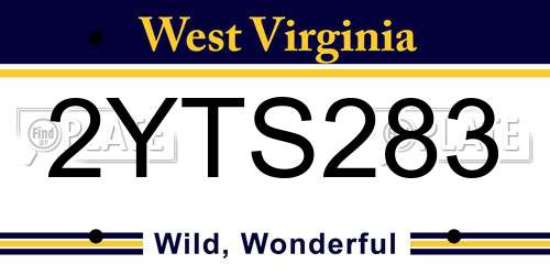 2YTS283 West Virginia License Plate