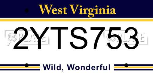 2YTS753 West Virginia License Plate