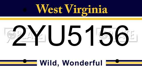 2YU5156 West Virginia License Plate