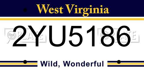 2YU5186 West Virginia License Plate