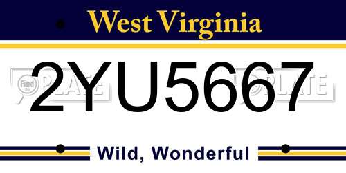 2YU5667 West Virginia License Plate