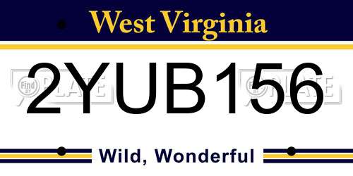 2YUB156 West Virginia License Plate
