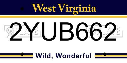 2YUB662 West Virginia License Plate