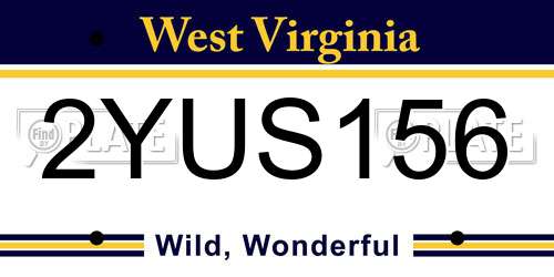 2YUS156 West Virginia License Plate