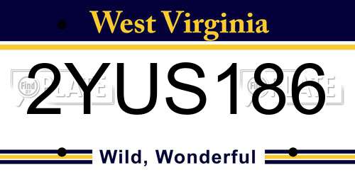 2YUS186 West Virginia License Plate