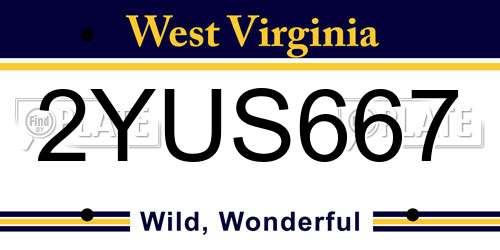 2YUS667 West Virginia License Plate