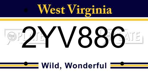 2YV886 West Virginia License Plate