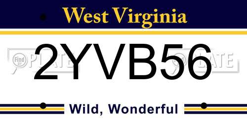 2YVB56 West Virginia License Plate