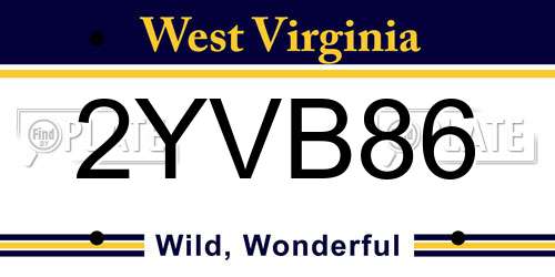 2YVB86 West Virginia License Plate