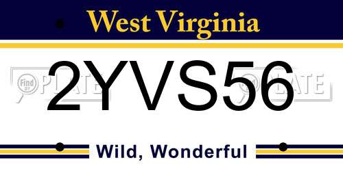 2YVS56 West Virginia License Plate