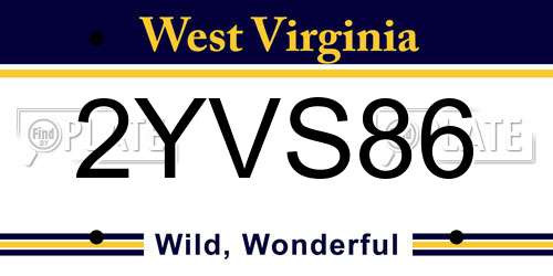 2YVS86 West Virginia License Plate