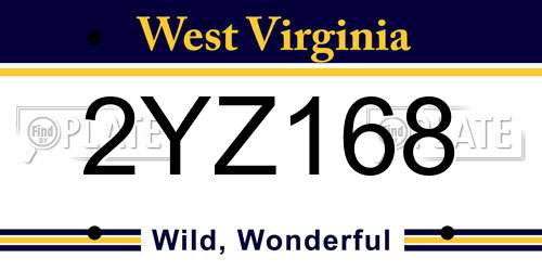 2YZ168 West Virginia License Plate
