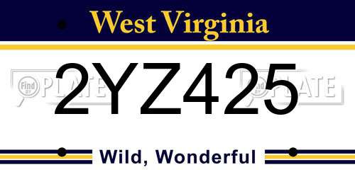 2YZ425 West Virginia License Plate