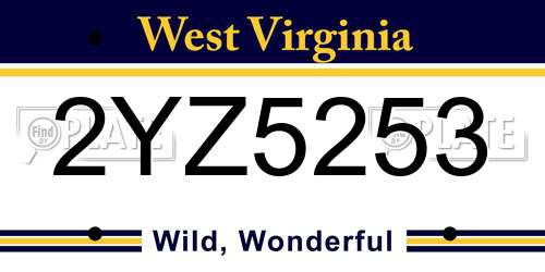 2YZ5253 West Virginia License Plate