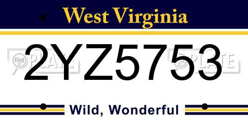 2YZ5753 West Virginia License Plate