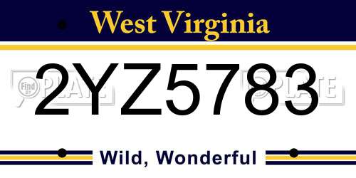 2YZ5783 West Virginia License Plate