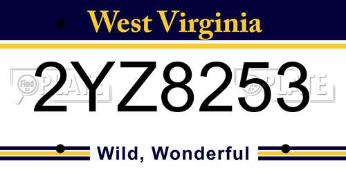 2YZ8253 West Virginia License Plate