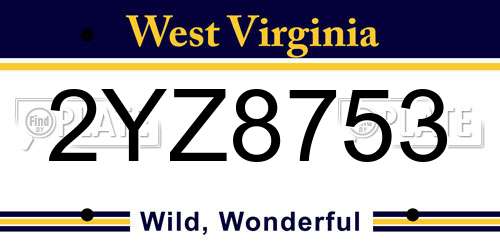 2YZ8753 West Virginia License Plate