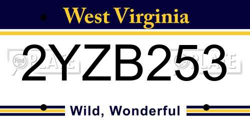 2YZB253 West Virginia License Plate