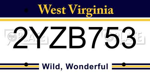 2YZB753 West Virginia License Plate