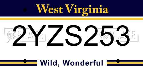 2YZS253 West Virginia License Plate