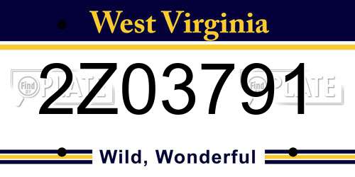2Z03791 West Virginia License Plate