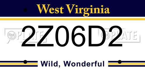 2Z06D2 West Virginia License Plate