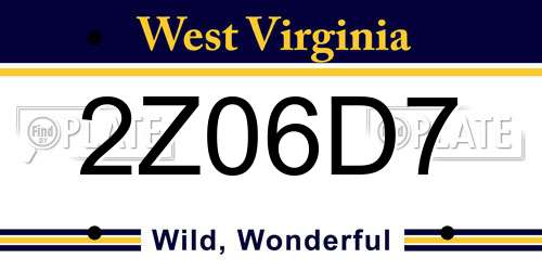 2Z06D7 West Virginia License Plate