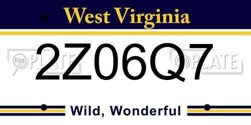 2Z06Q7 West Virginia License Plate