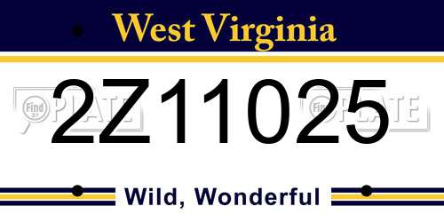 2Z11025 West Virginia License Plate