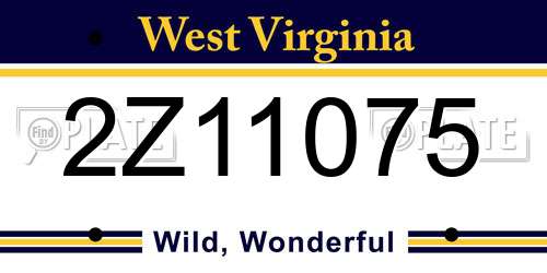 2Z11075 West Virginia License Plate