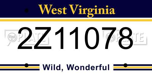 2Z11078 West Virginia License Plate