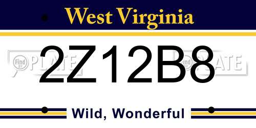 2Z12B8 West Virginia License Plate