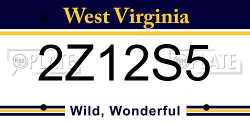 2Z12S5 West Virginia License Plate