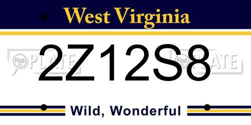 2Z12S8 West Virginia License Plate