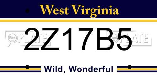2Z17B5 West Virginia License Plate