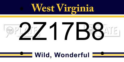 2Z17B8 West Virginia License Plate