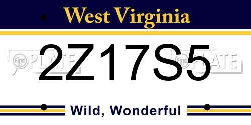 2Z17S5 West Virginia License Plate